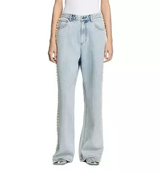 Джинсы с бисером в цвете Light Blue Jean Sandro, синий