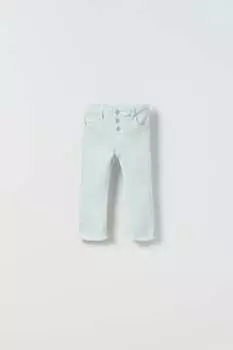 Джинсы с потертами ZARA, светло-зеленый