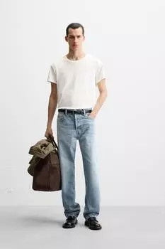 Джинсы с прямыми штанинами ZARA, синий