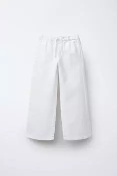 Джинсы с широкими штанинами ZARA, белый