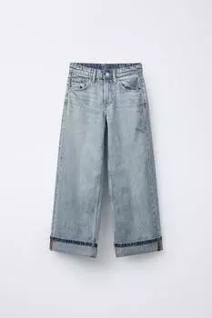 Джинсы с широкими штанинами ZARA, синий