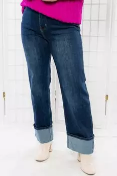 Джинсы Saylor Straight Leg Cuff High Tail с высокой посадкой, цвет Dark Wash Q2