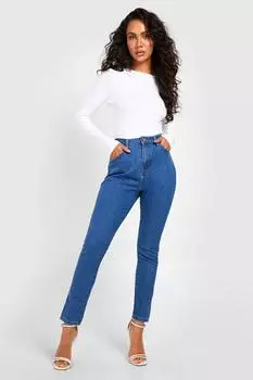 Джинсы скинни с высокой посадкой basics Boohoo, синий