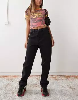 Джинсы sophie straight выцветшего черного цвета Obey