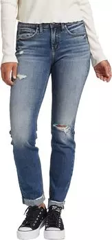 Джинсы Suki Mid-Rise Slim Straight Leg Jeans L93455ECF311 Silver Jeans Co., цвет Indigo