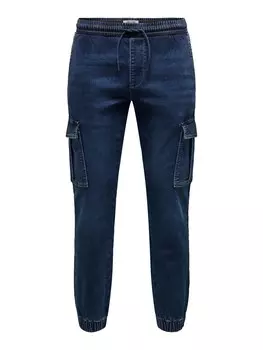 Джинсы узкого кроя-карго Only & Sons WEFT, синий