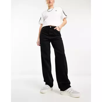 Джинсы Weekday Rail Mid Waist Loose Fit Straight Leg, черный