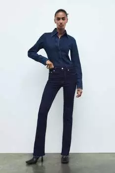Джинсы zw the contour bootcut ZARA, синий