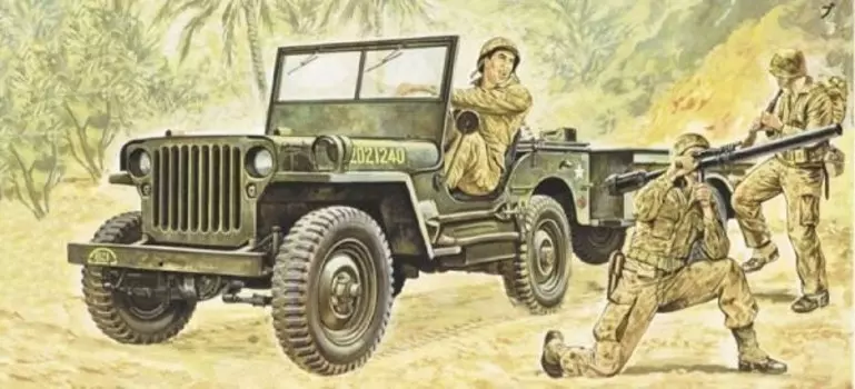 Джип Willis MB с комплектом прицепа Italeri