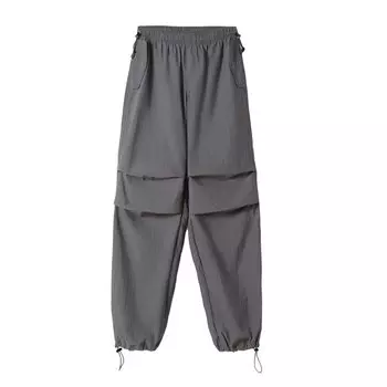 Джоггеры Bershka Nylon Parachute, серый