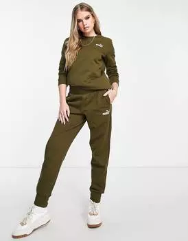 Джоггеры цвета хаки с маленьким логотипом Puma Essentials