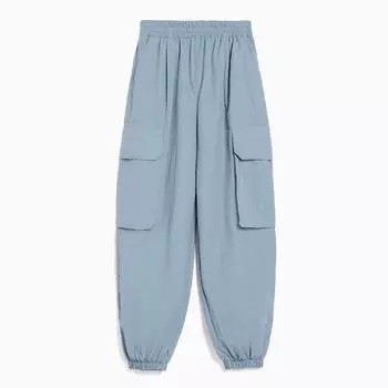 Джоггеры Карго Bershka Nylon-Effect, серый