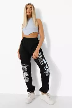 Джоггеры с принтом граффити Boohoo, черный