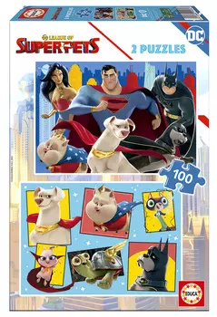 Educa, Пазл, DC Super Pets League, 2 x 100 шт.
