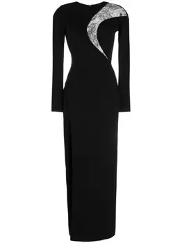 Elie Saab платье макси с кружевом, черный