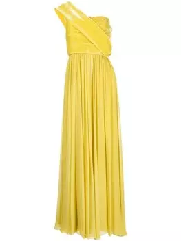 Elie Saab шелковое платье на одно плечо, желтый