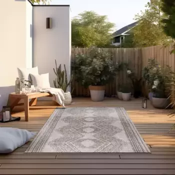 ELLE DECORATION ковер "Merge, внутри и снаружи", прямоугольный, плоского плетения, для дома и улицы, современный, двусторонний ковер, балкон, гостиная 80х150 см, цвет Linen