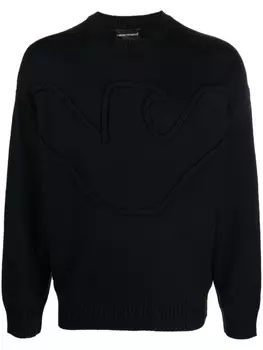 Emporio Armani джемпер с тисненым логотипом, синий