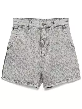 Emporio Armani джинсовые шорты с узором, серый