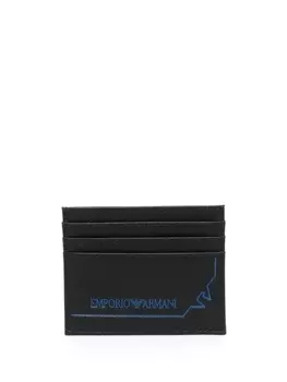 Emporio Armani картхолдер из переработанной кожи с логотипом, черный