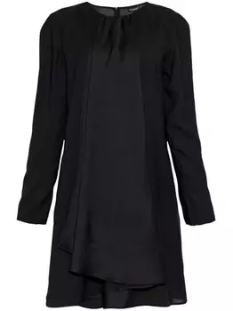 Emporio Armani мини-платье с длинными рукавами и складками, черный