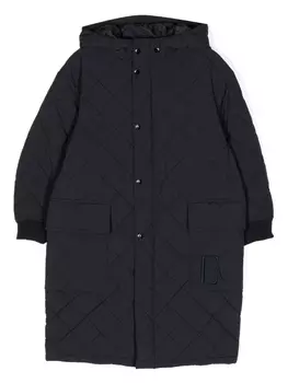 Emporio Armani стеганое пальто с капюшоном, черный