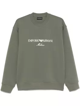 Emporio Armani толстовка из джерси с логотипом, зеленый
