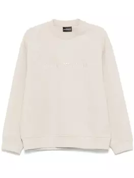 Emporio Armani толстовка с вышитым логотипом, серебряный