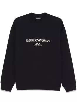 Emporio Armani толстовка с вышитым логотипом, синий