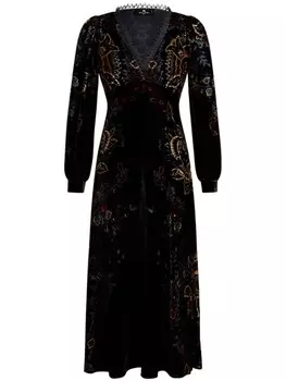 ETRO бархатное платье с цветочным принтом, черный