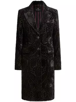 ETRO бархатное жаккардовое пальто, черный