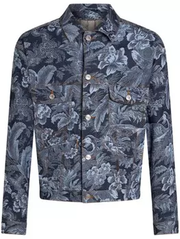 ETRO джинсовая куртка с цветочным узором, синий