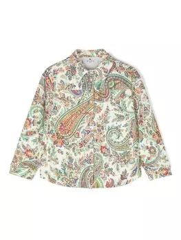 Etro джинсовая куртка с принтом пейсли, зеленый