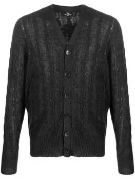 ETRO кашемировый кардиган фактурной вязки, серый