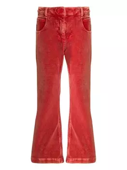ETRO KIDS бархатные брюки bootcut, красный