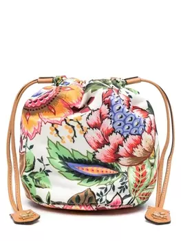 ETRO клатч с кулиской и цветочным принтом, белый