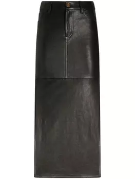 ETRO кожаная юбка миди, черный