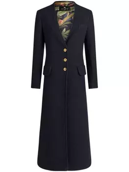 ETRO однобортное пальто с мотивом «Пегас», синий