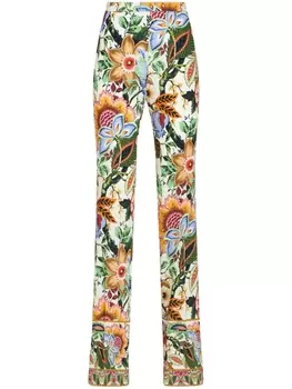 ETRO прямые брюки с цветочным принтом, белый