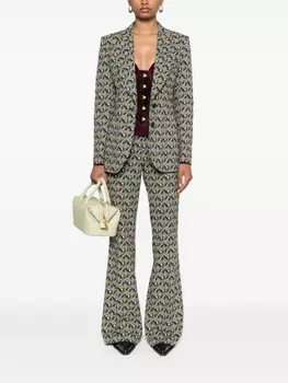 ETRO расклешенные брюки из узорчатого жаккарда, зеленый