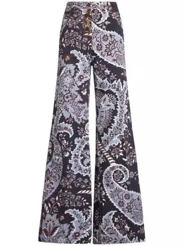 ETRO расклешенные джинсы с принтом пейсли, синий