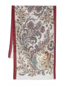 ETRO шарф с бахромой и жаккардовым узором пейсли, красный