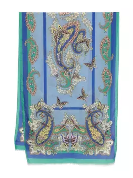 ETRO шарф с цветочным принтом, синий