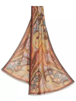 ETRO шарф с принтом пейсли, коричневый