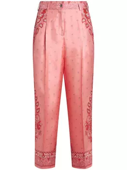 ETRO шелковые брюки с принтом пейсли, розовый