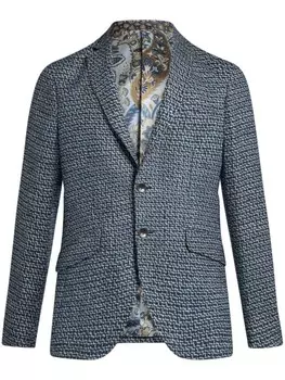 ETRO шерстяной однобортный пиджак, синий