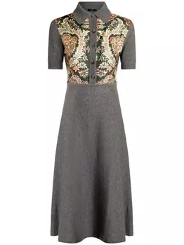 ETRO трикотажное платье с узором пейсли, серый