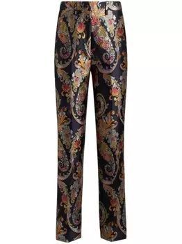 ETRO укороченные брюки с жаккардовым узором пейсли, черный