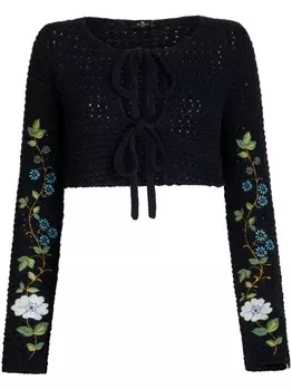 ETRO вязаный кардиган с цветочной вышивкой, черный