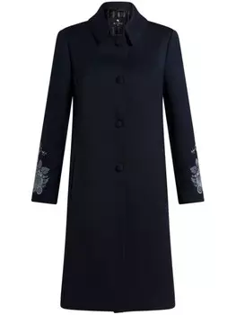 ETRO вышитое габардиновое пальто, синий